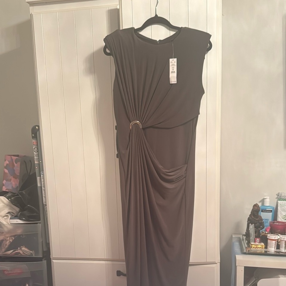 Zara One Shoulder Brown Dress